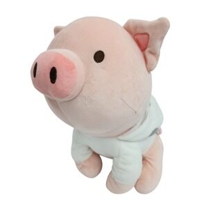 Miniso Pig Plush with Cow Hoodie Pink White Stuffed Animal 10 Inch Kawaii